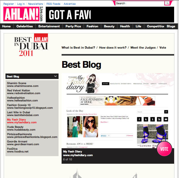 Myfashdiary is nominated!! | Ahlan Best in Dubai Awards