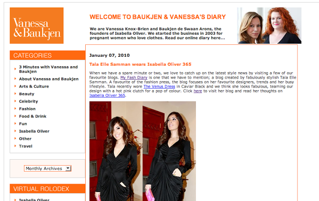 In the press: Isabella Oliver Diary blog